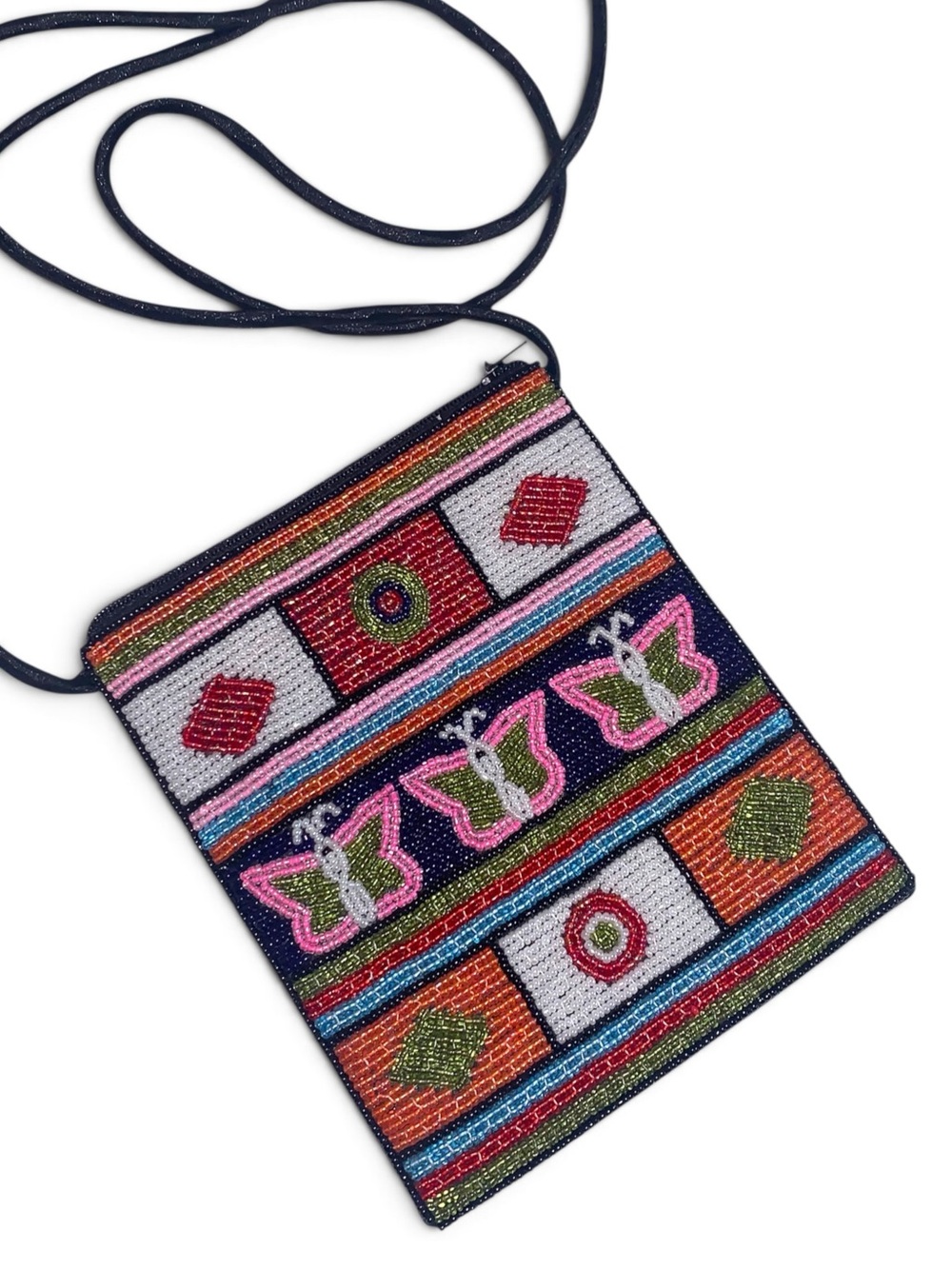 Vintage Christina-Style Beaded Butterfly Crossbody Bag | Comorful Boho
